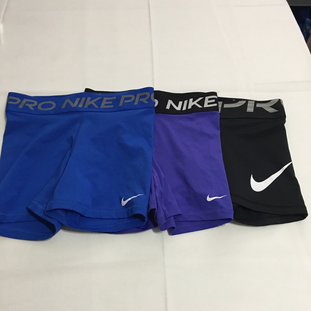 Lot of 3 Nike Pro Shorts Women Small Blue Purple Black